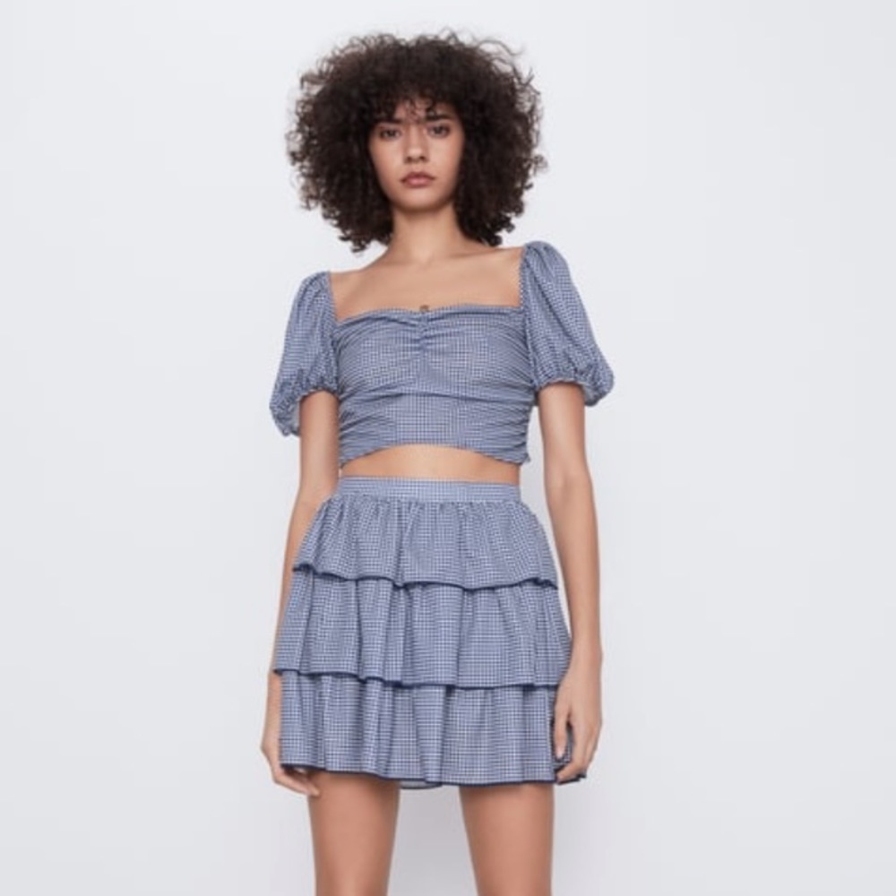 Zara Gingham Co ord Set Skirt and Top Small